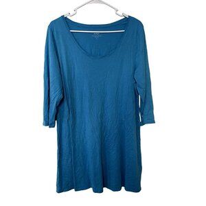 purejill ballet sleeve tunic light blue comfortable cotton modal casual shirt